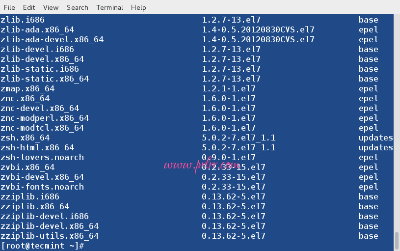 列出所有可供安装的 RPM 包